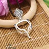 100% 925 sterling silver jewelry fox pattern Blank 17 * 17mm round base tray for DIY handmade pendant