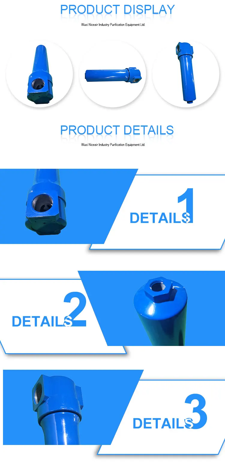 Finely Processed Industrial Inline Compressed Air Filter Hiross Series
