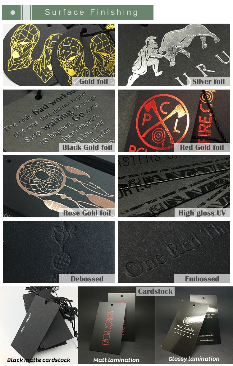 Black Paper with Gold Print Logo Hang Tag for Wholesale - China