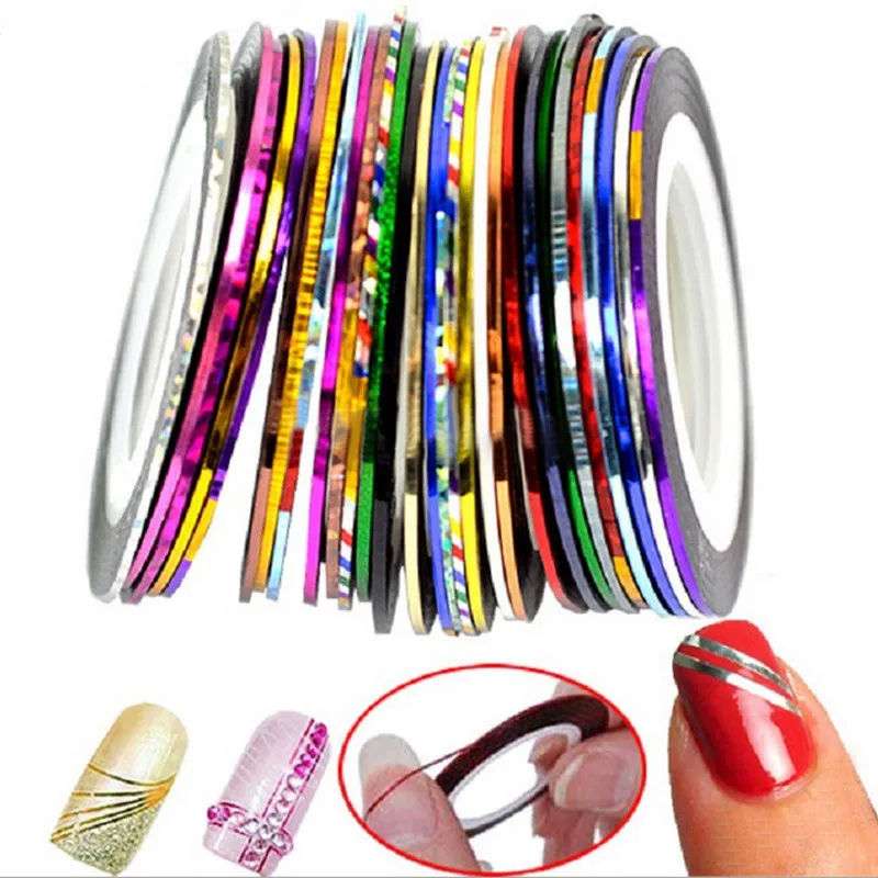30pcs Colorful Rolls Striping Tape Line Nail Stickers DIY