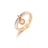 Yiwu Aceon Stainless Steel 4mm Width Luxury White Shell Stone Disc Logo Charm Ring