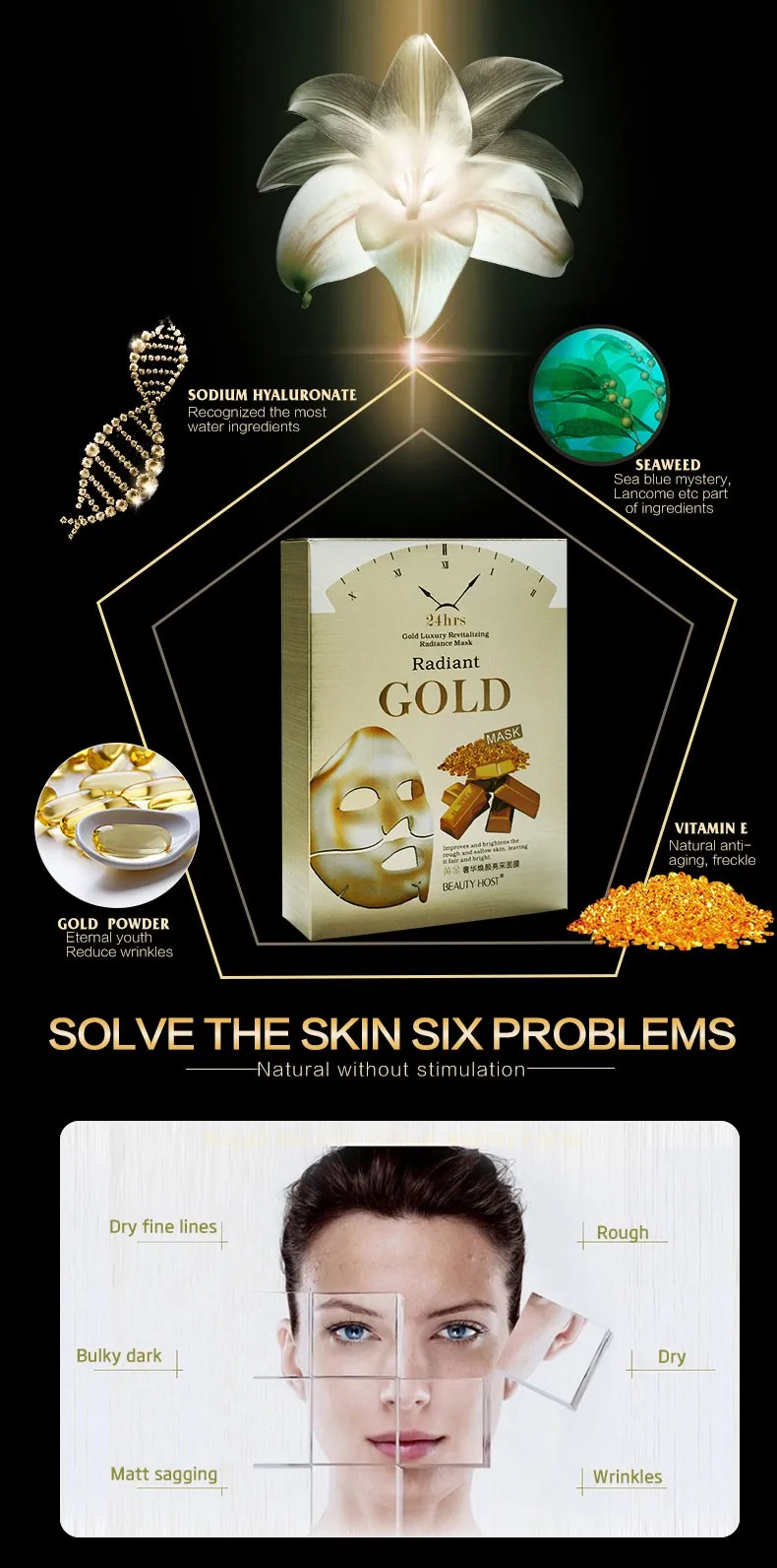 Facial / Essence Mask Pack 5 Types Essence Facial Mask Sheet Moisture