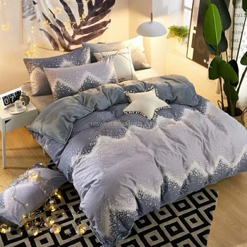 Duvet Cover Set King Flannel Feel Luxury Bedding Set Hotel Soft