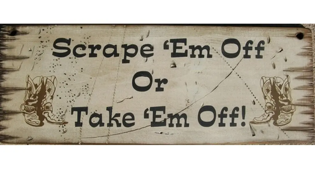 Cowboy Signs Wood Wall Hanging Western Scrape Em Off White Brown 8046