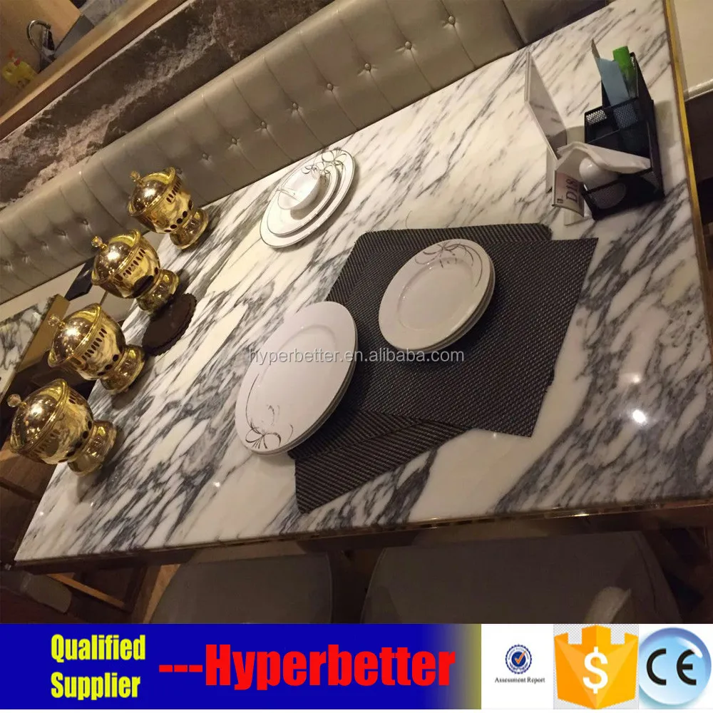 Luxury hotel Italian arabescato marble dining table