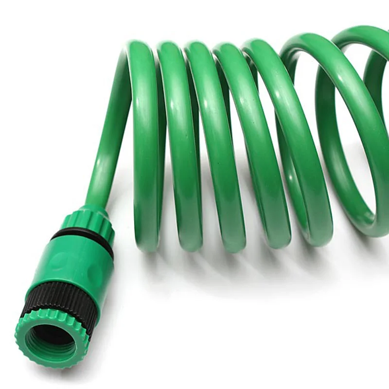 50FT Garden Water Coil Hose With 7 Patter Nozzle