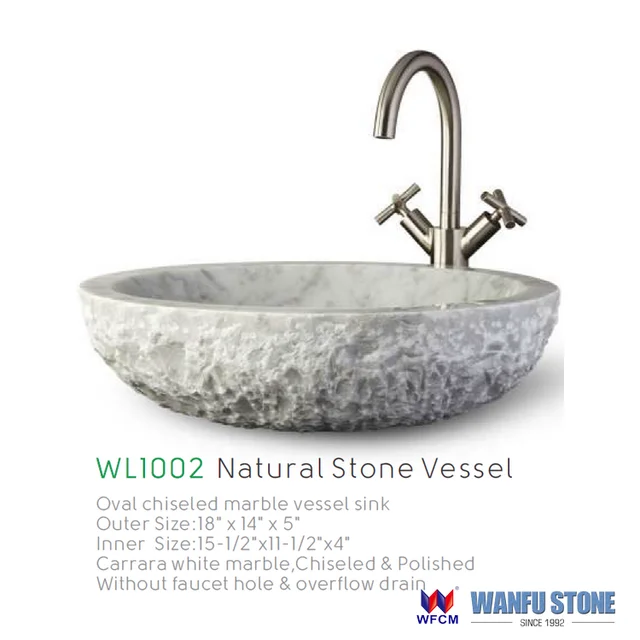 Round Shape Granite Bathroom Natural Stone Vessel Sinks For Hotel