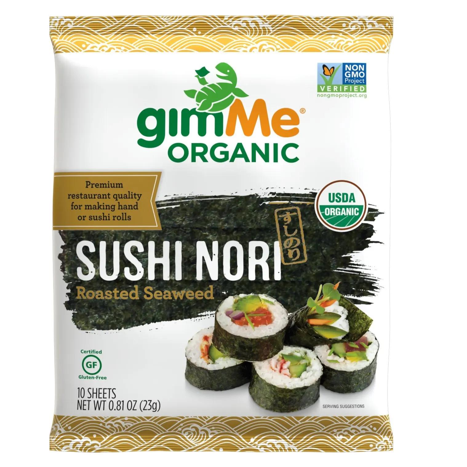 gimMe Snacks Organic Premium Roasted Seaweed Sushi Nori, 0.81 Ounce - 1 Pack
