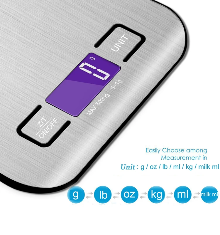 Stainless steel 5kg electronic smart digital kitchen scale wholesale    
