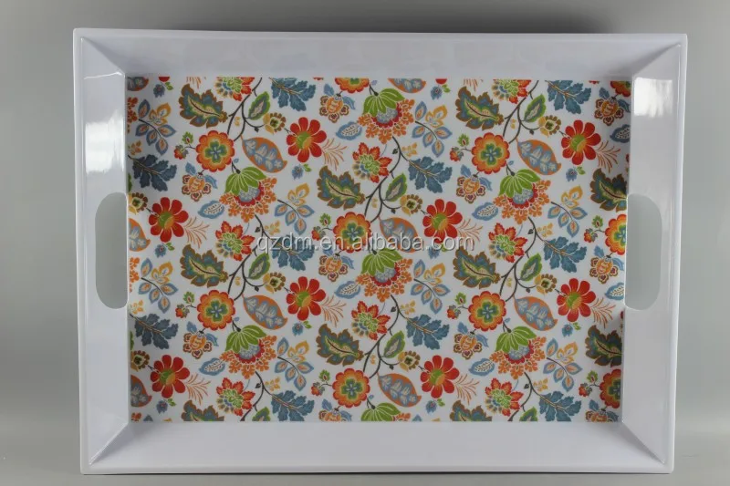 Cheap 20"Melamine Tray With Handle , Big tray