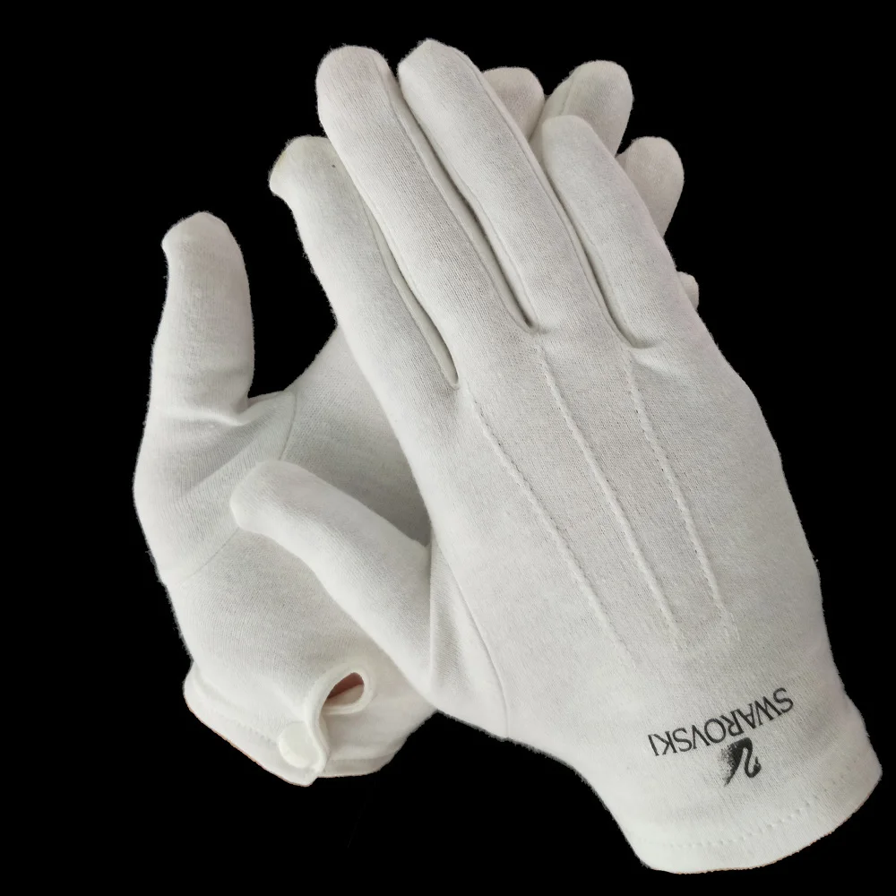 White Cotton Gloves with Snaps