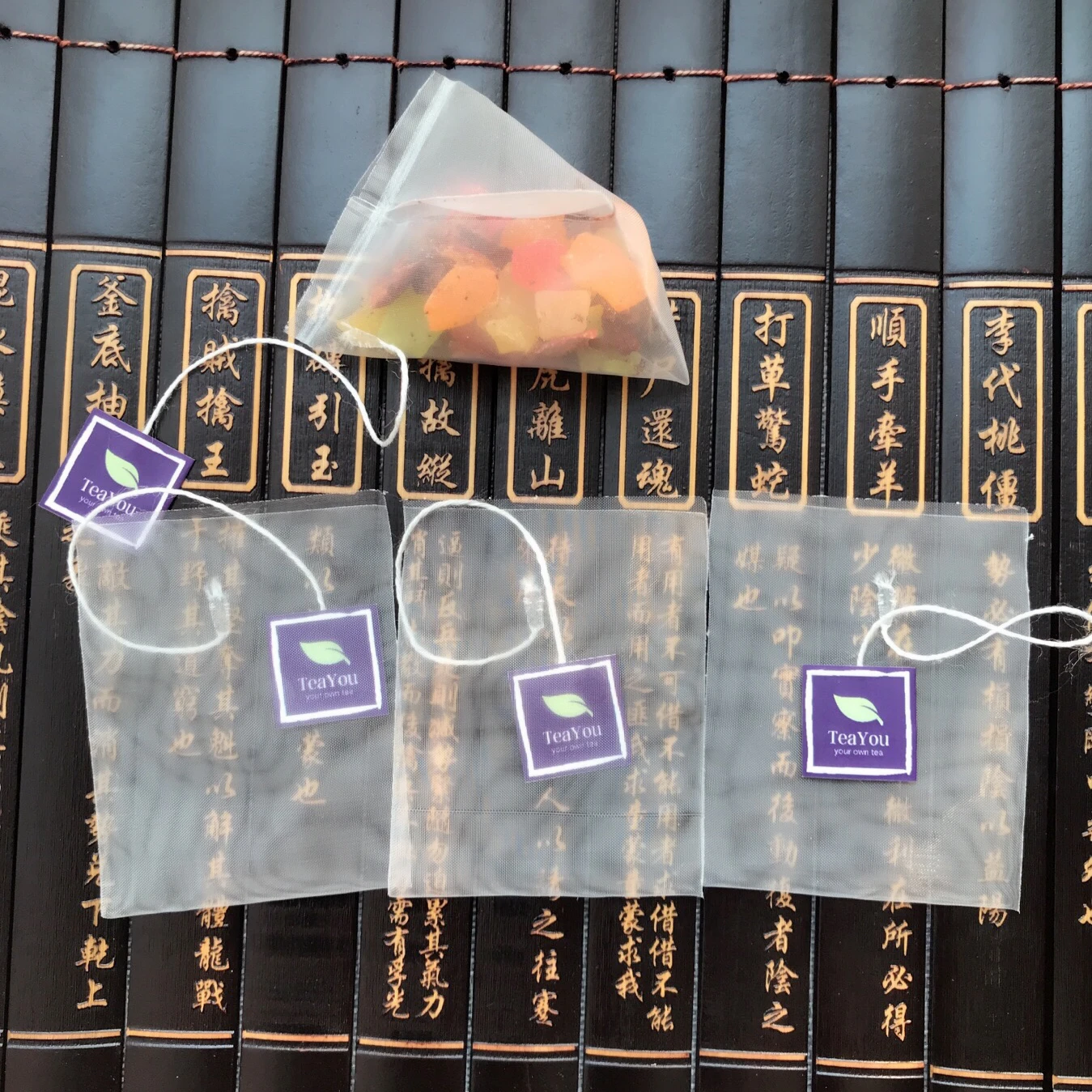 Heat Sealing Nylon Pyramid Tea Filter Bags Handle Disposable Tea Bags