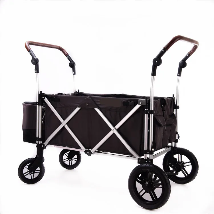 pneumatic tires beach wagon with hitch/with  light /navy  folding beach wagon in blue/grey outdoor sport