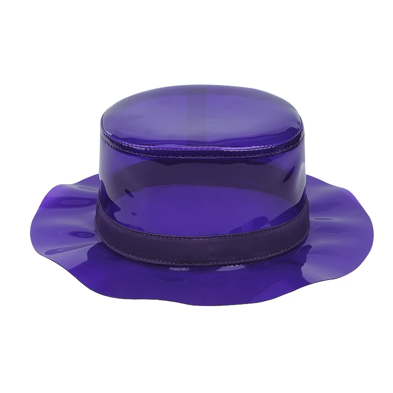 Kids Adult Folding Rain Bucket Hat Transparent Waterproof Plastic Pvc