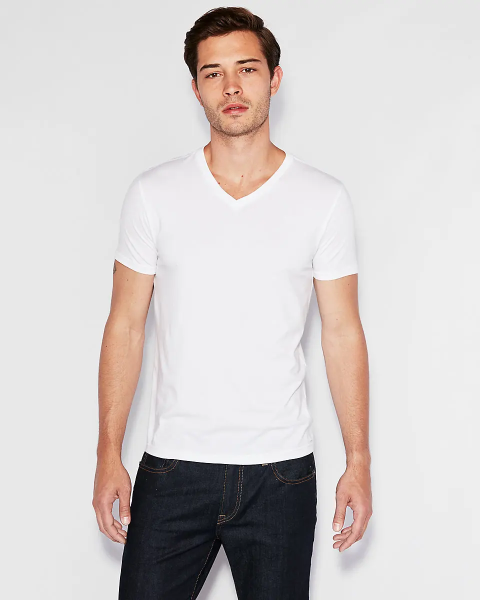 Blank V Neck Short Sleeve Cotton T Shirt For Men Custom Design Clothing ...
