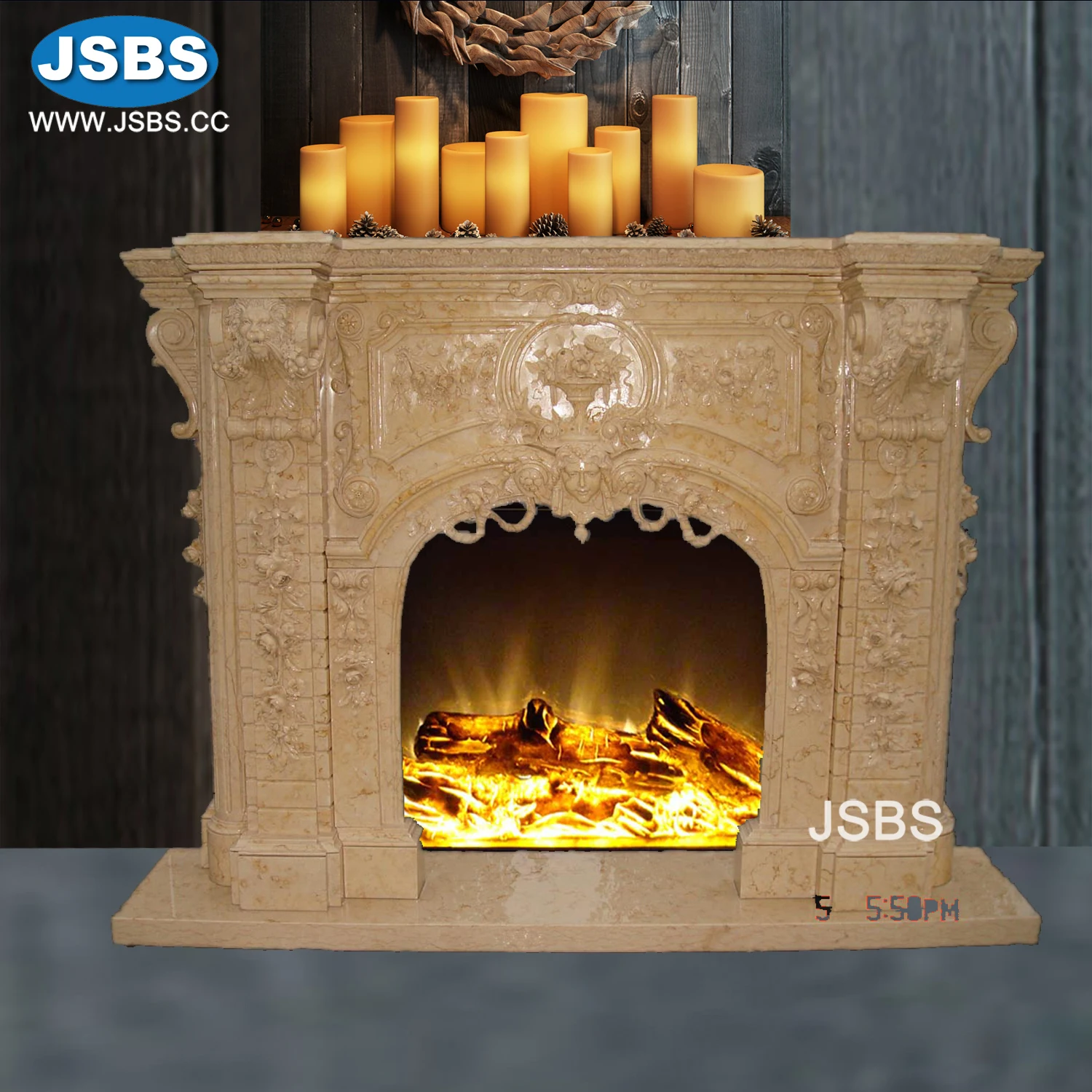 Indoor Decorative Terse Fashion Arch Carved Marble Fireplaces