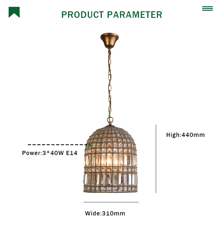 Modern American living room decoration K9  clear  crystal pendant lamp