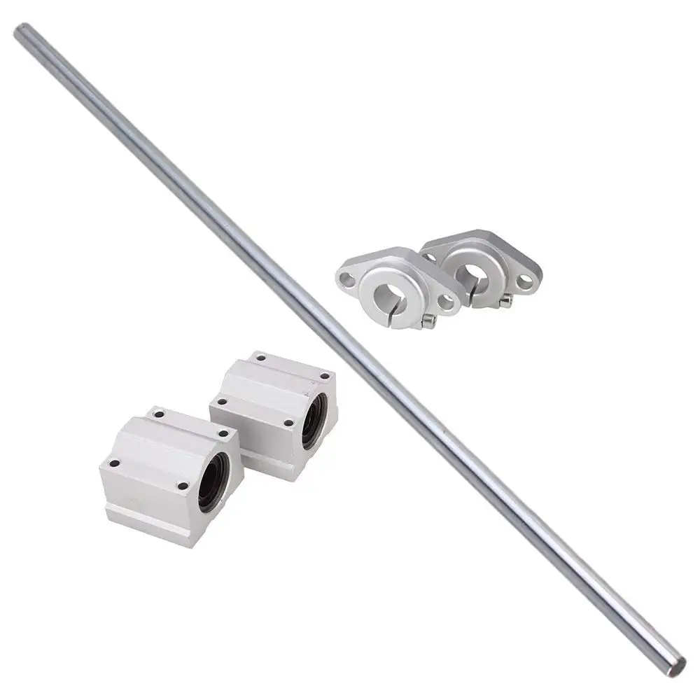 Industrial Combination,Ideaker Vertical 12mm Dia Linear Motion Ball Bearing Slide Bushing &500mm Linear Shaft Optical Axis with Rod Rail Support Set of 5