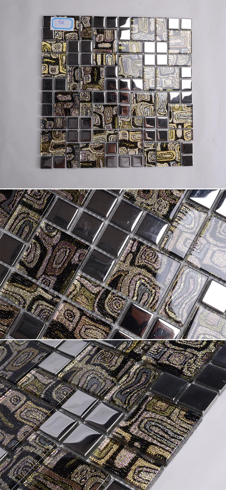 classicism vintage style mosaic wall beveled edge mirror tile