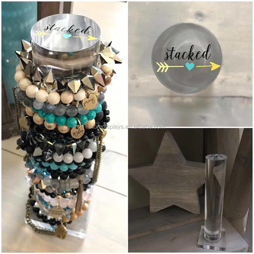 Customized Logo Clear Acrylic Vertical Jewelry Bracelet Stand Display