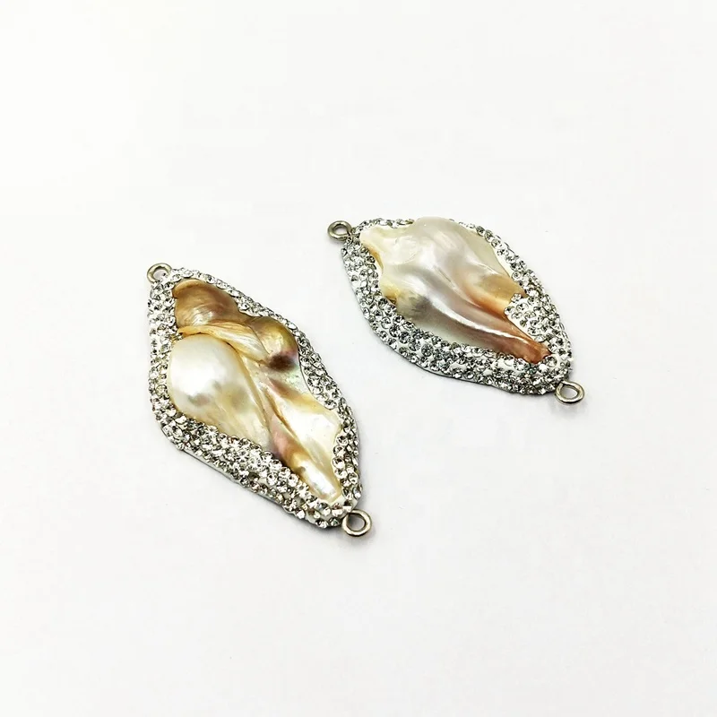 Wholesale Oyster Pearls Connector Baroque Pearl Connectors For Bracelet Necklace Making Micro