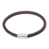 Top Quality Genuine Leather Bracelet Men Stainless Steel Leather Braid Bracelet With Magnetic Buckle Clasp
