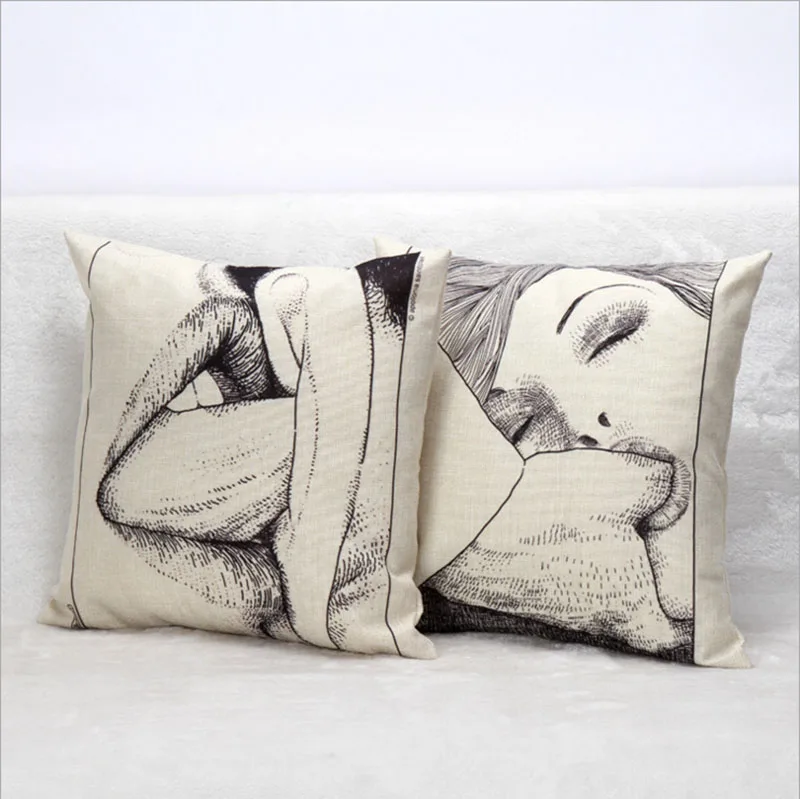 45cm Y Woman Pattern Linen Cotton Pillow Covers Sofa Case Car Seat Cushion Cover Decorative Pillows 45cm Y Woman Pattern Linen Cotton Pillow Covers Sofa Case Car Seat Cushion Cover Decorative Pillows