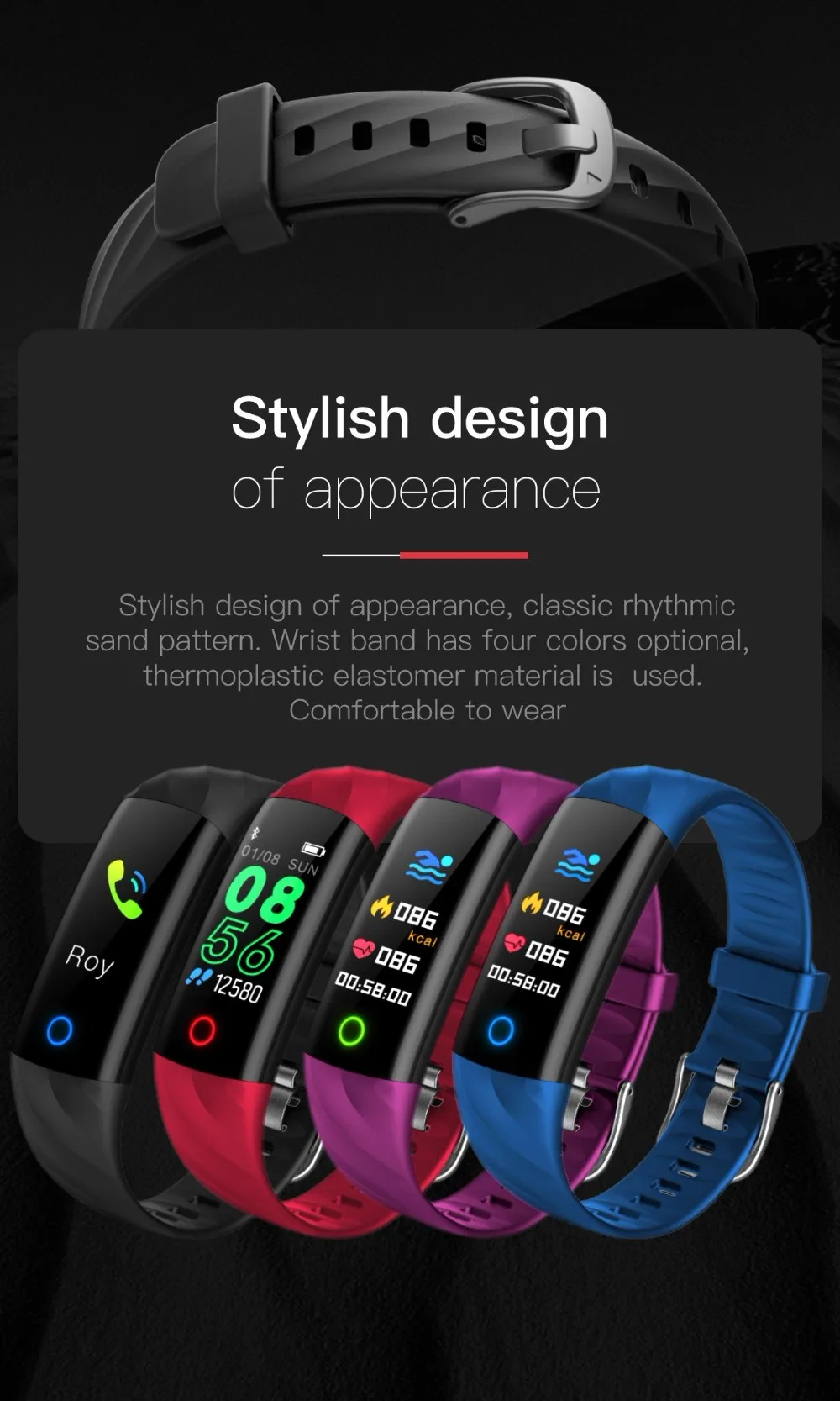 Ips Color Screen S5 Smart Bracelet With Heart Rate Blood Pressure