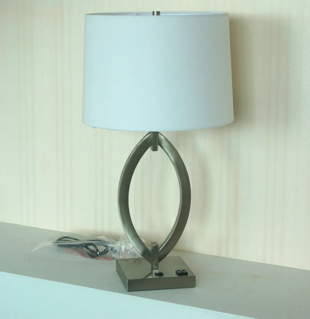 convenient power outlet Modern table lamp with white shade