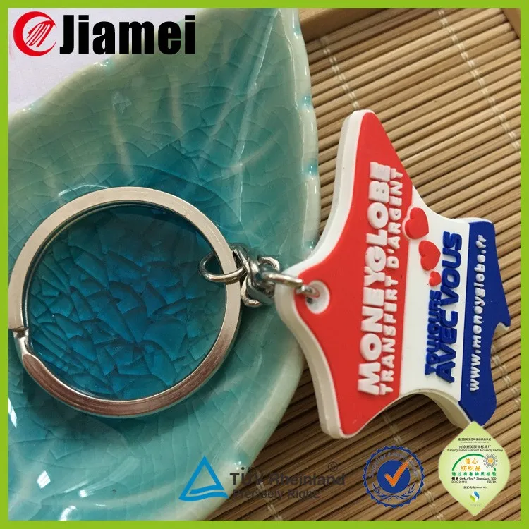 Custom Made Soft Rubber Key Chain / Rubber Plastic Key Ring / 2d Logo