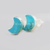 Wholesale 925 sterling silver jewelry, crescent moon turquoise stud earrings