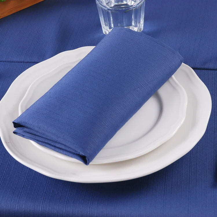 Cheaper Blue 100 Polyester Cotton Dinner Napkin Cloth Table Napkin