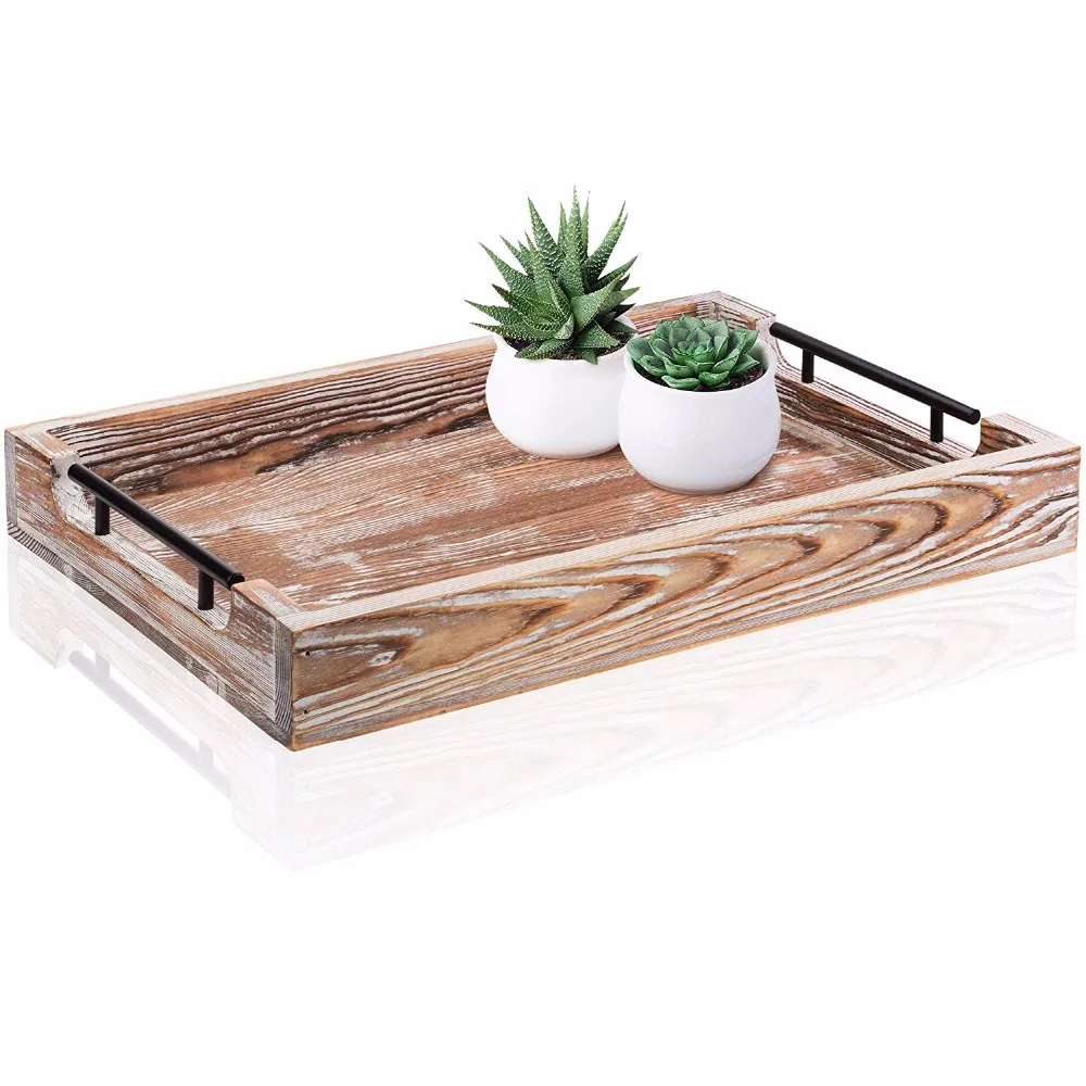 20"x14" Extra Large Rustic Ottoman Coffee Wood Tray With ...