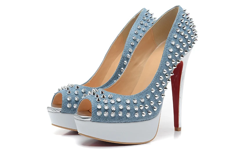 light blue denim heels