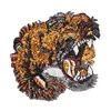 Big size gold and silver sequined tiger head iron on patch applique R341
