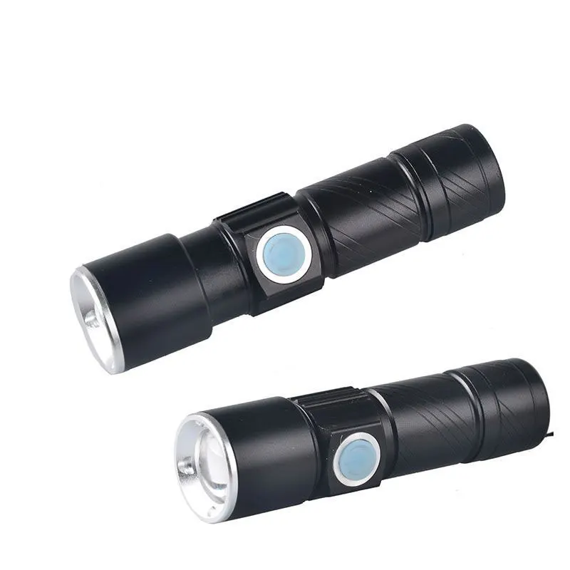 Adjustable Focus Zoomable USB Flashlight USB Rechargeable Led Strobe Light