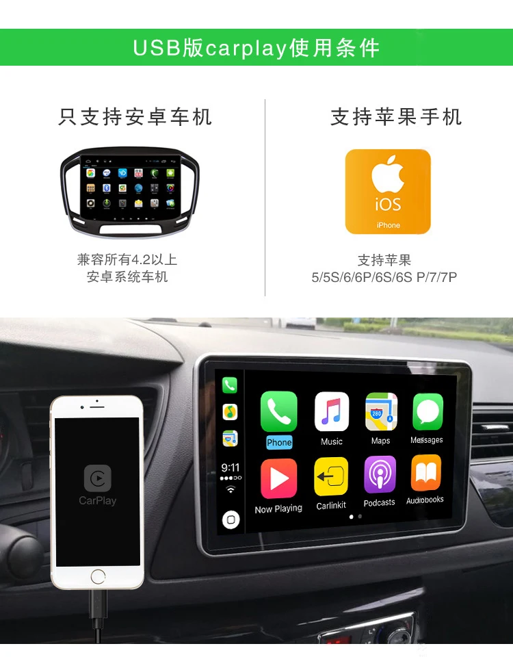 Touch Screen Bluetooth GPS Navigation USB Carplay Dongle Box For Apple Android Iphone DVD MP3 Music Player AM/FM Receiver