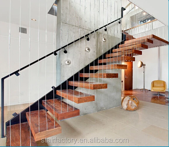 Modern Floating staircase Solid wood floating stair Indoor hidden beams floating solid wood stair TS-301