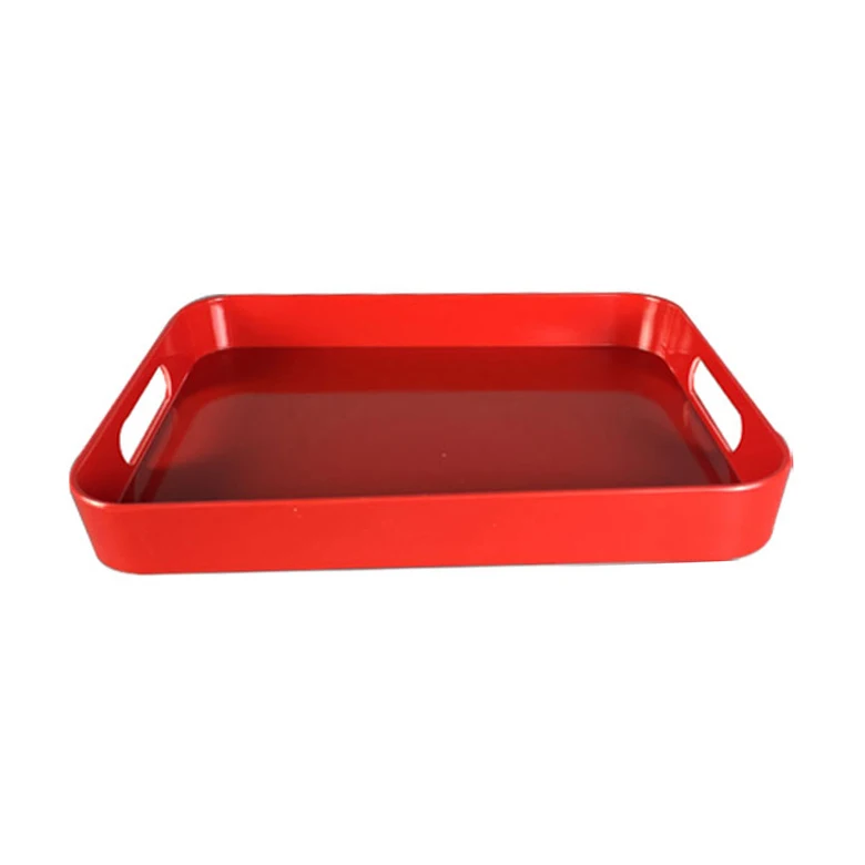 Rectangular Red Melamine Serving Plastic Food Tray With Handle - Buy ...