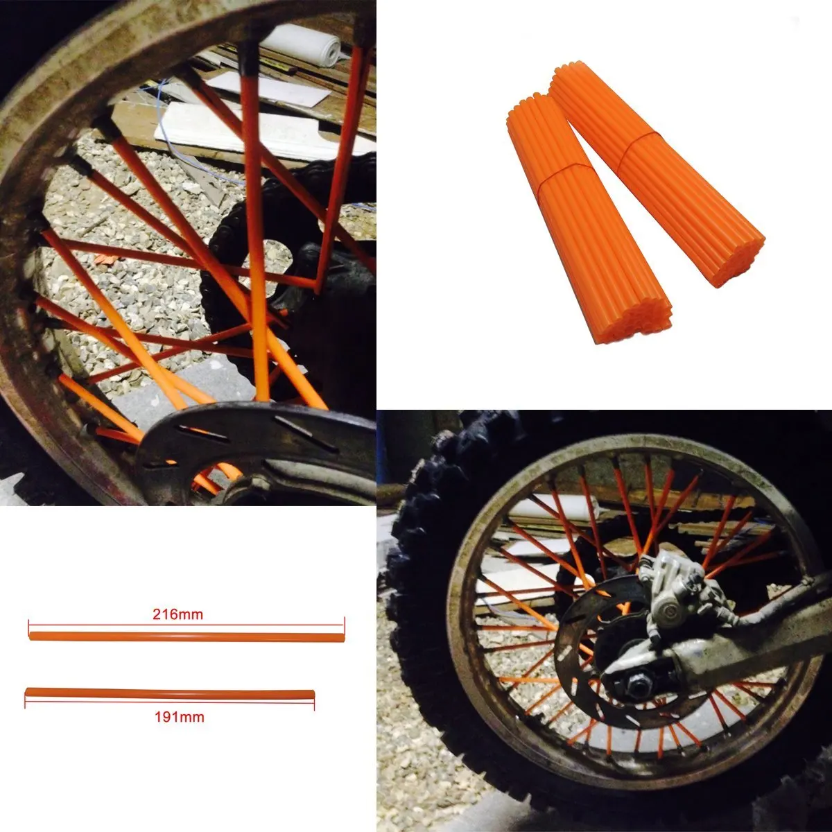 Yellow XLJOY Spoke Skins Covers Wheel Rim Guard Wraps Fits Honda Yamaha Suzuki Kawasaki KTM Enduro MX Dirt Bike Motorcycle Motocross