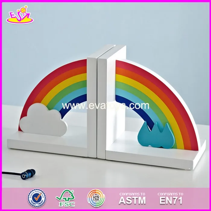 2017 Brand New Children Rainbow Wooden Decorative Bookends For