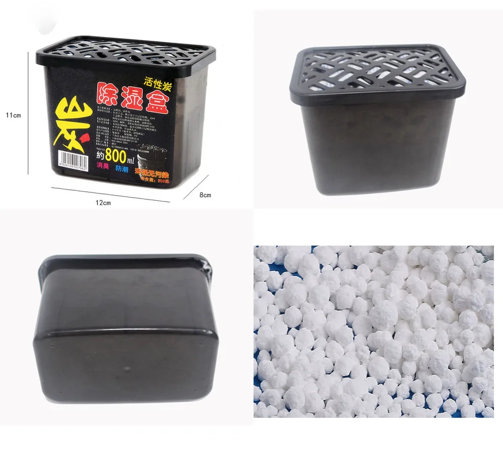 dehumidifier charcoal box disposal active humidity control 800ml square desiccant scented wardrobe cartons