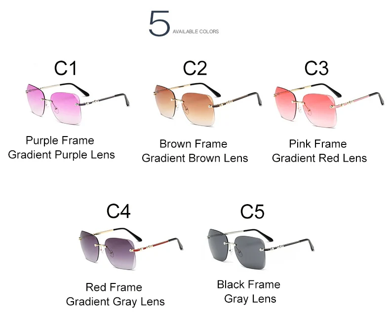 LumiSyne Randlos Sonnenbrille Damen Diamant Schneiden Transparente Verlaufsgl/äser Strasssteine Verziert Rahmen UV400 /Übergro/ß Sonnenbrille Rahmenlos