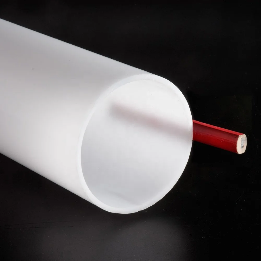 Ópalo blanco tubo de acrílico blanco translúcido tubo de plástico de 6 pulgadas perspex vía tubo de corte de tamaño