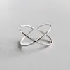 Adjustable Open Polished Shiny Engagement Wedding Band sterling silver X ring