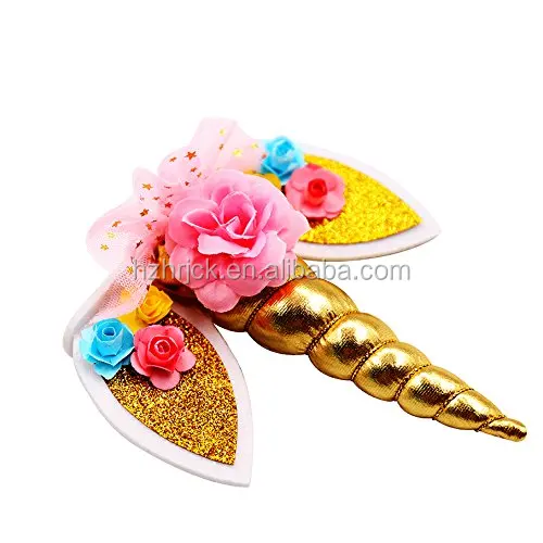 unicorn cake topper handmade unicorn horn ears and colorful flowers set birthday cake topper deco buy cake topper unicorn cake topper cake decoration product on alibaba com