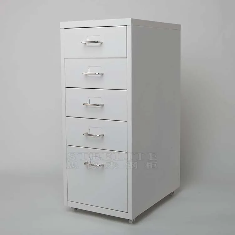 Space Saving Office Furniture Desk Side Mobile Pedestal 5 Drawer