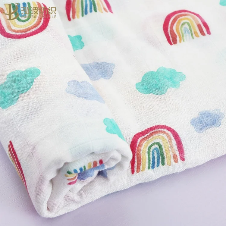 Custom Organic Muslin Swaddle Bamboo Cotton Fabric Blanket Muslim Baby