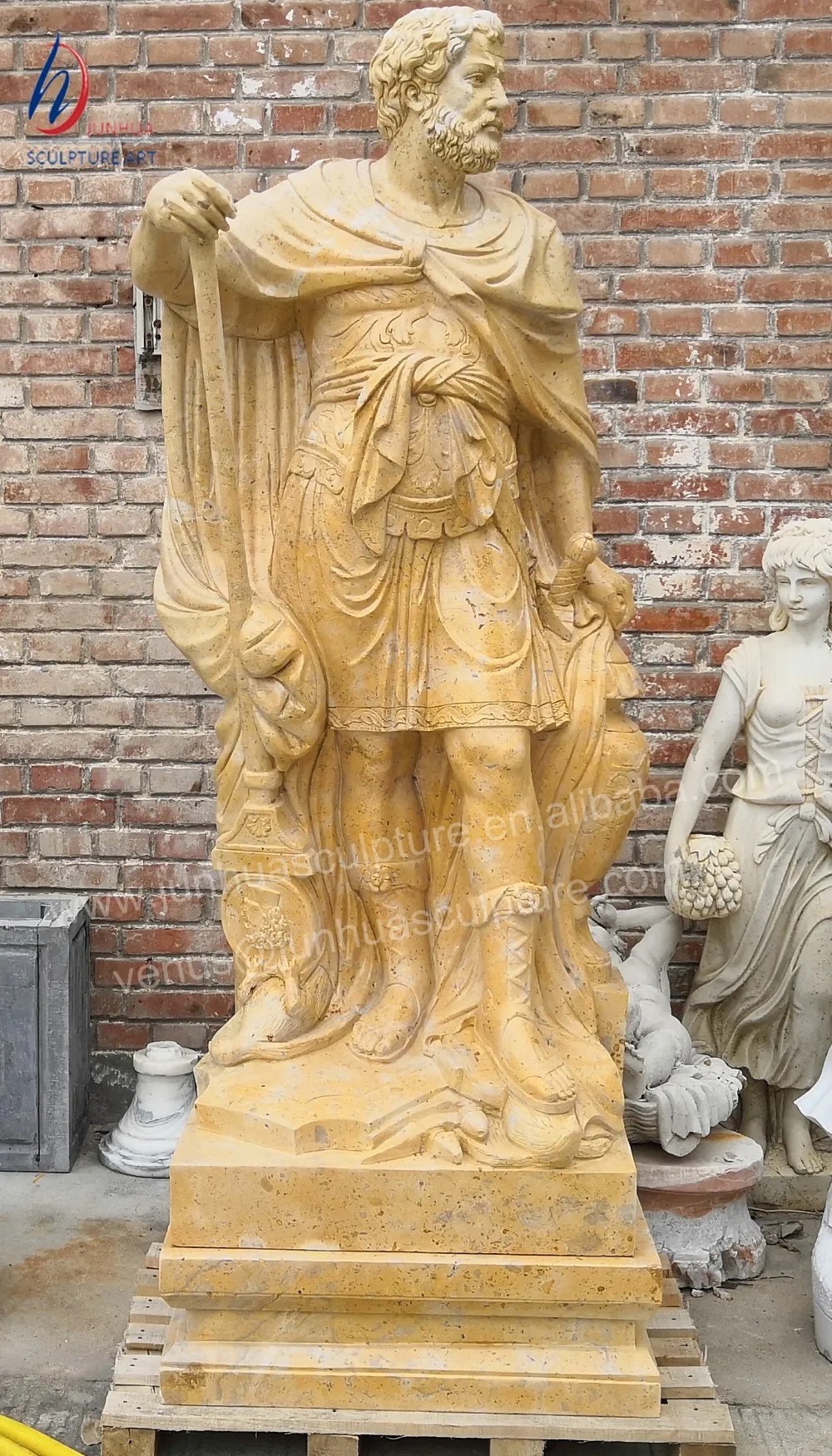 Antique Yellow Stone Marble Roman Soldier Life Size Statue - Buy Yellow