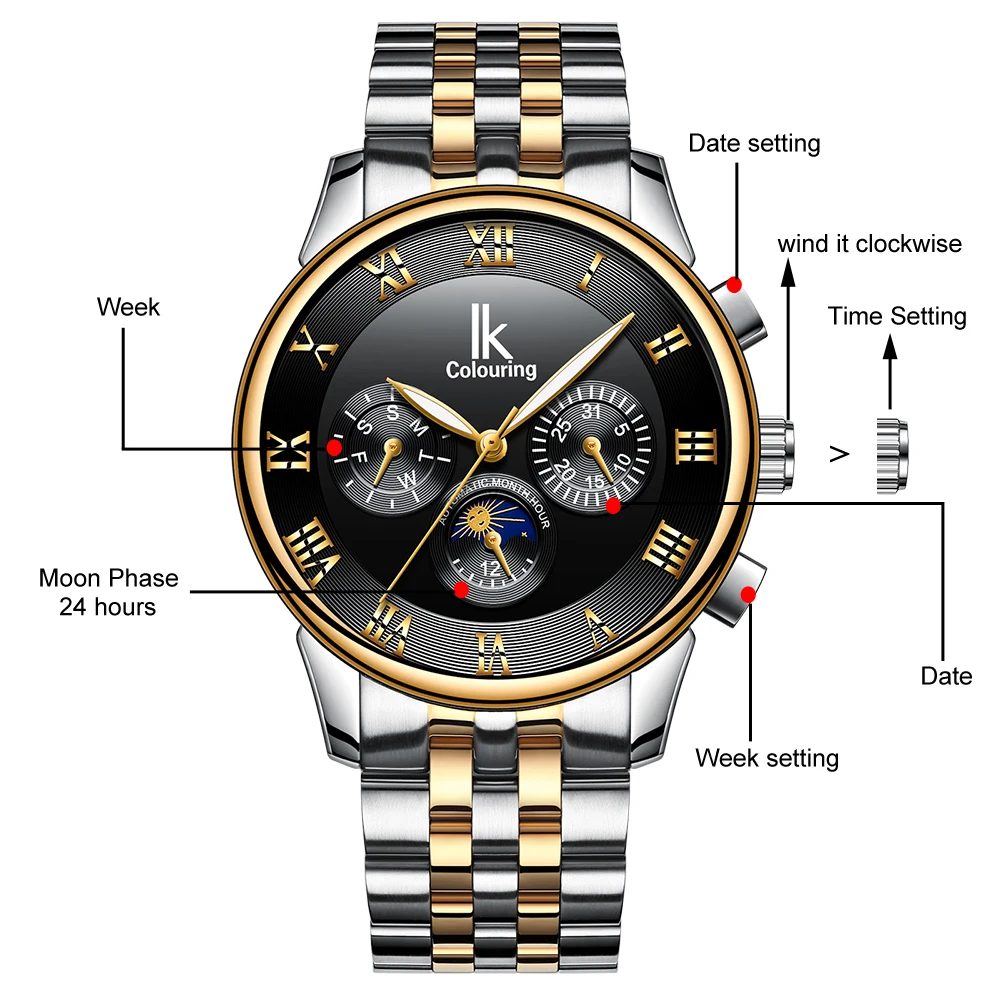 Ik Colouring K013 Men Automatic Mechanical Watches Stainless Steel ...